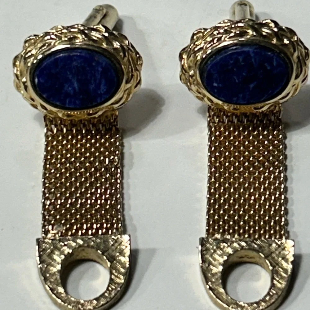 Swank Cufflinks Deep Blue on Gold Tone